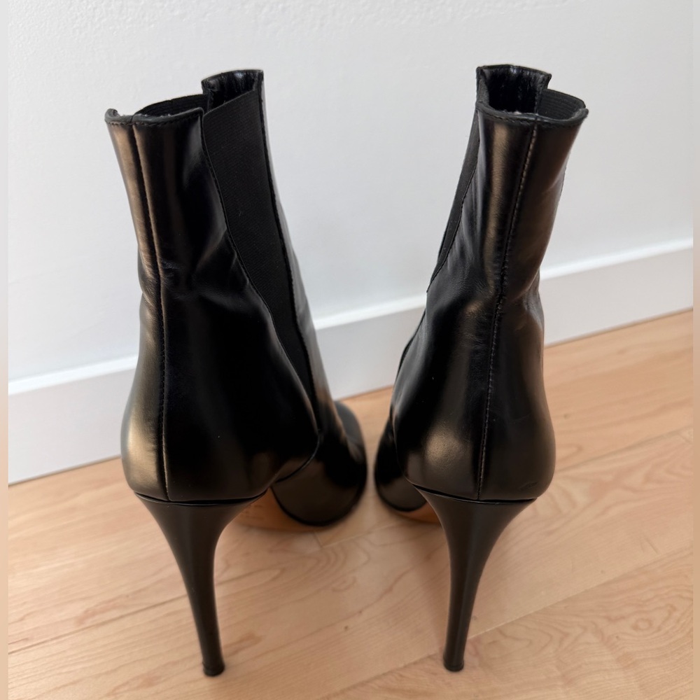 VINTAGE ALAÏA Paris Black Leather Pointed Toe Stiletto Ankle Boots - Size 38 - Picture 7 of 14